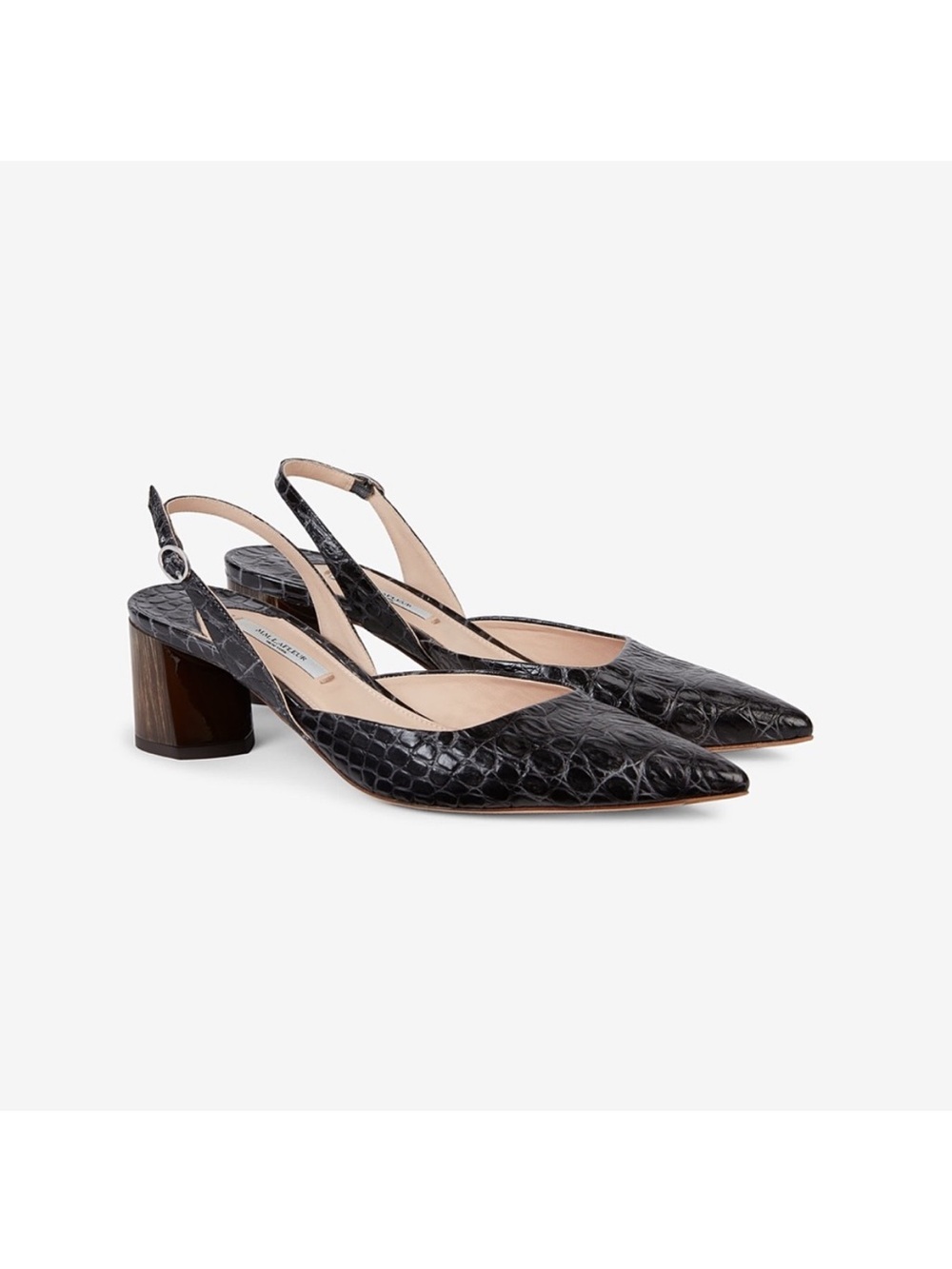 The Irene Slingback Croc Embossed in Onyx Size 40